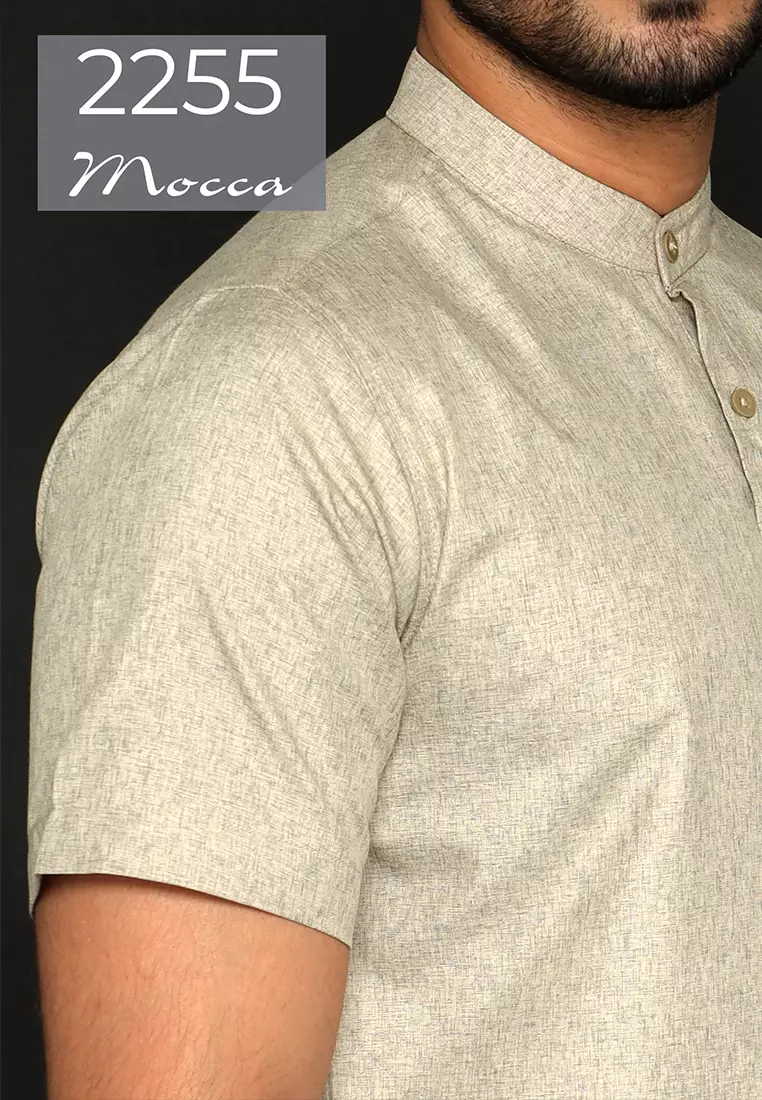 Simple Perfect x Casella Kemeja Pria Lengan Pendek Kerah Shanghai Solid Basic - 2255 MOCCA