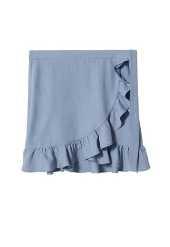 MANGO KIDS blue Teens Ruffled Wrap Skirt CACD3KA0793917GS_1