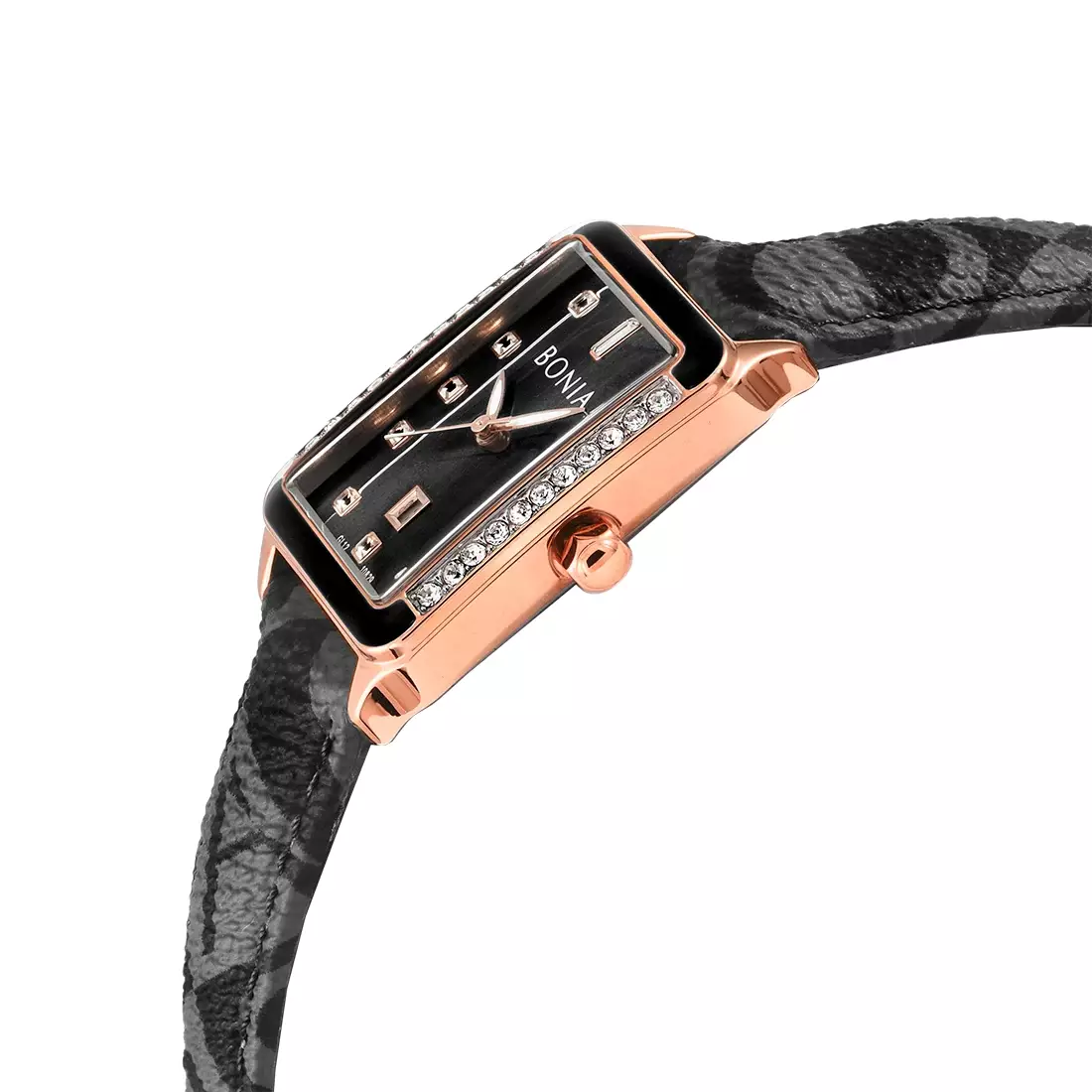 Jam Tangan Wanita Bonia Black Dial Leather Strap Analog B10829-2537S