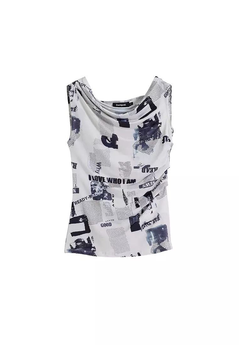 Draped newspaper T-shirt