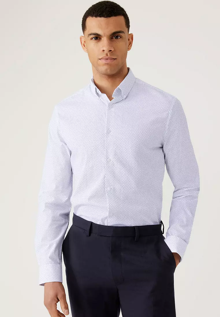 Jual Marks & Spencer Slim Fit Cotton Rich Stretch Shirt Original 2024 ...