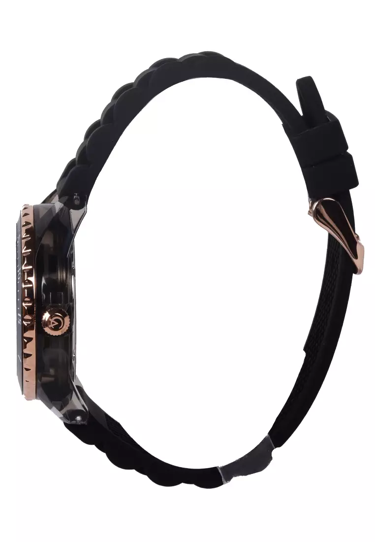 Alexandre Christie - Jam Tangan Chronograph Wanita - Rosegold Black - Rubber Strap - 2A01 BFRRGBA