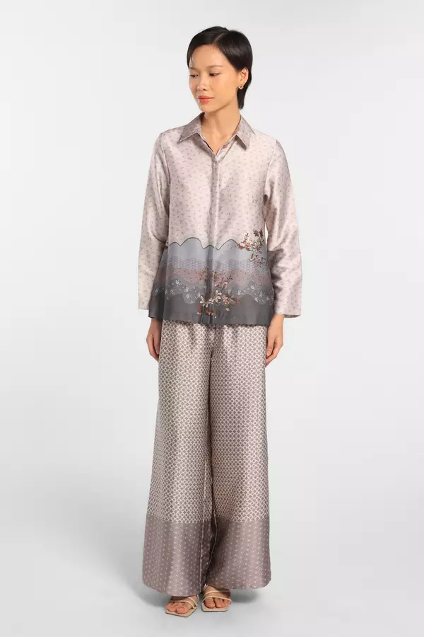 MINIMAL - Shams - Celana Lurus Motif Gradasi Geometri - Beige - Manzone & Minimal Warna Beige