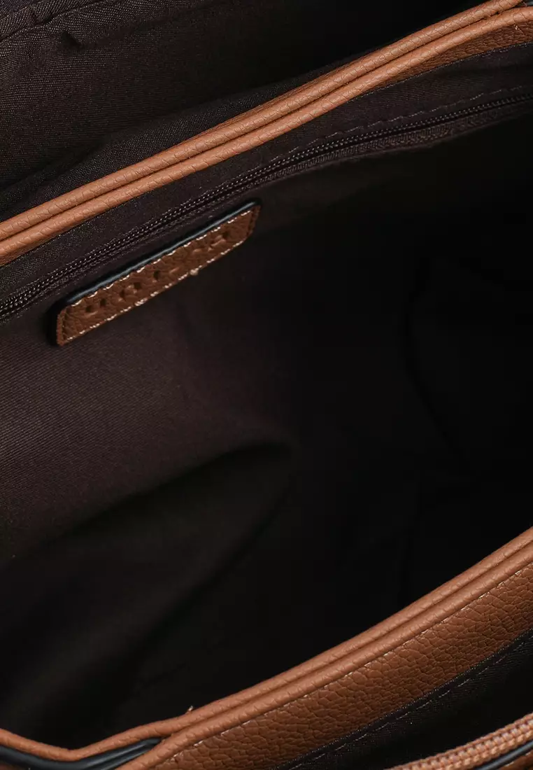 Pebbled Multi-Compartment Top Handle Bag