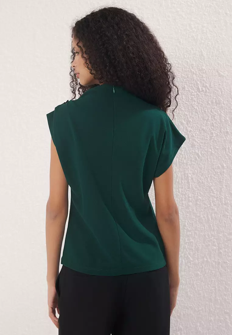 Emerald Green Knitted Blouse Twoss25Bz00044