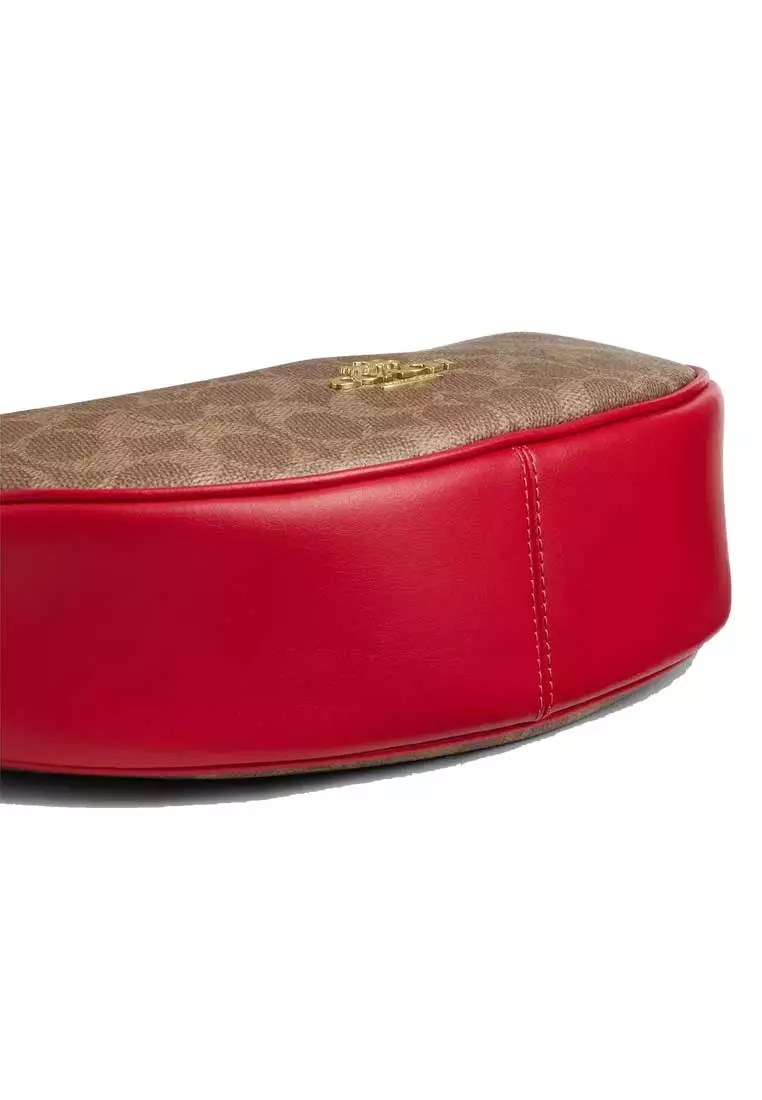 Aria Shoulder Bag In Signature Canvas Tan/Carnation CCL26