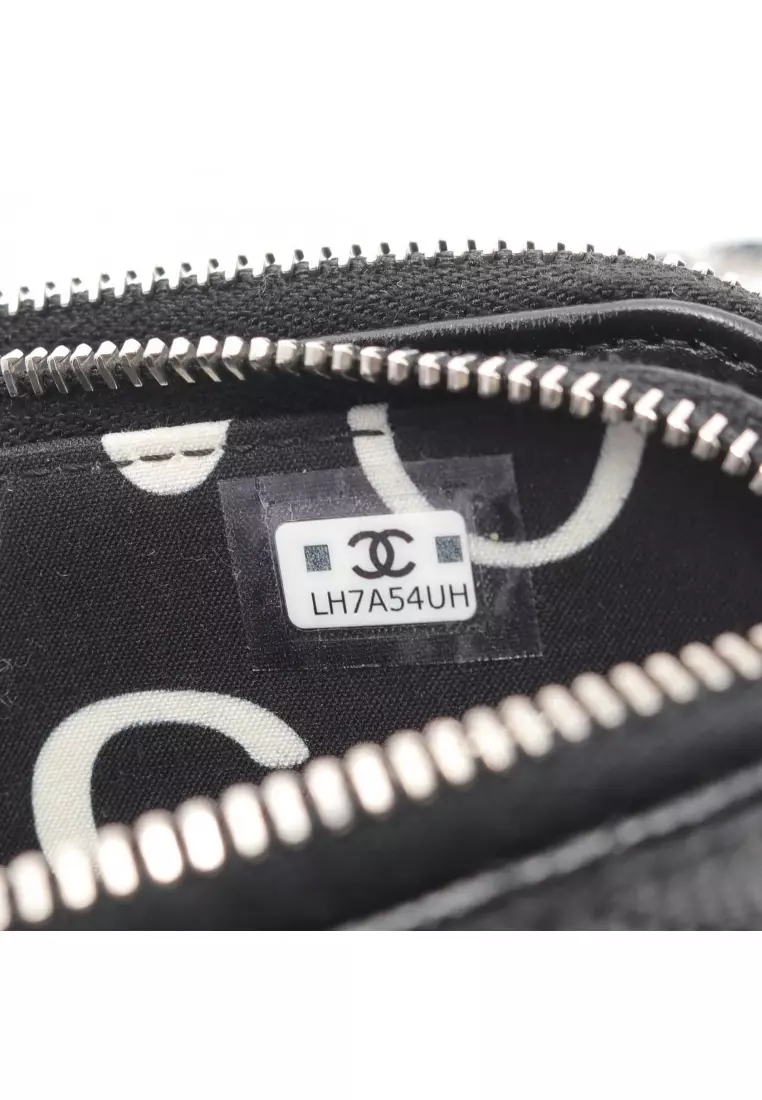 Pre-Loved Chanel matelasse chain wallet Caviar skin black silver hardware