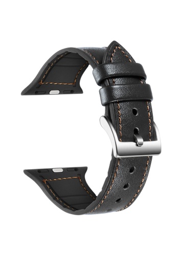 Kings Collection black Black Genuine Leather Apple Watch Band 42MM / 44MM (KCWATCH1027) D1085AC94061F6GS_1