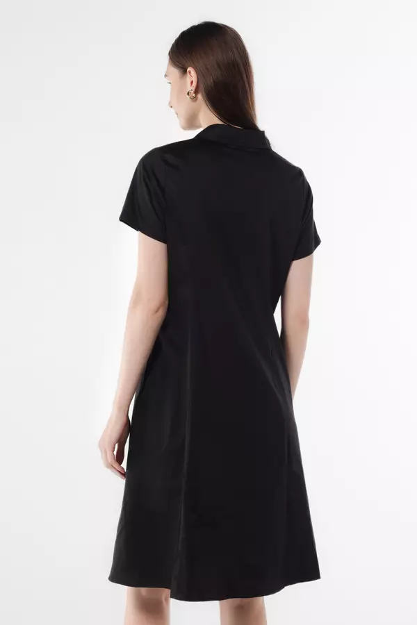 MINIMAL - Harriette - Dress Katun Lengan Pendek - Black Warna Black