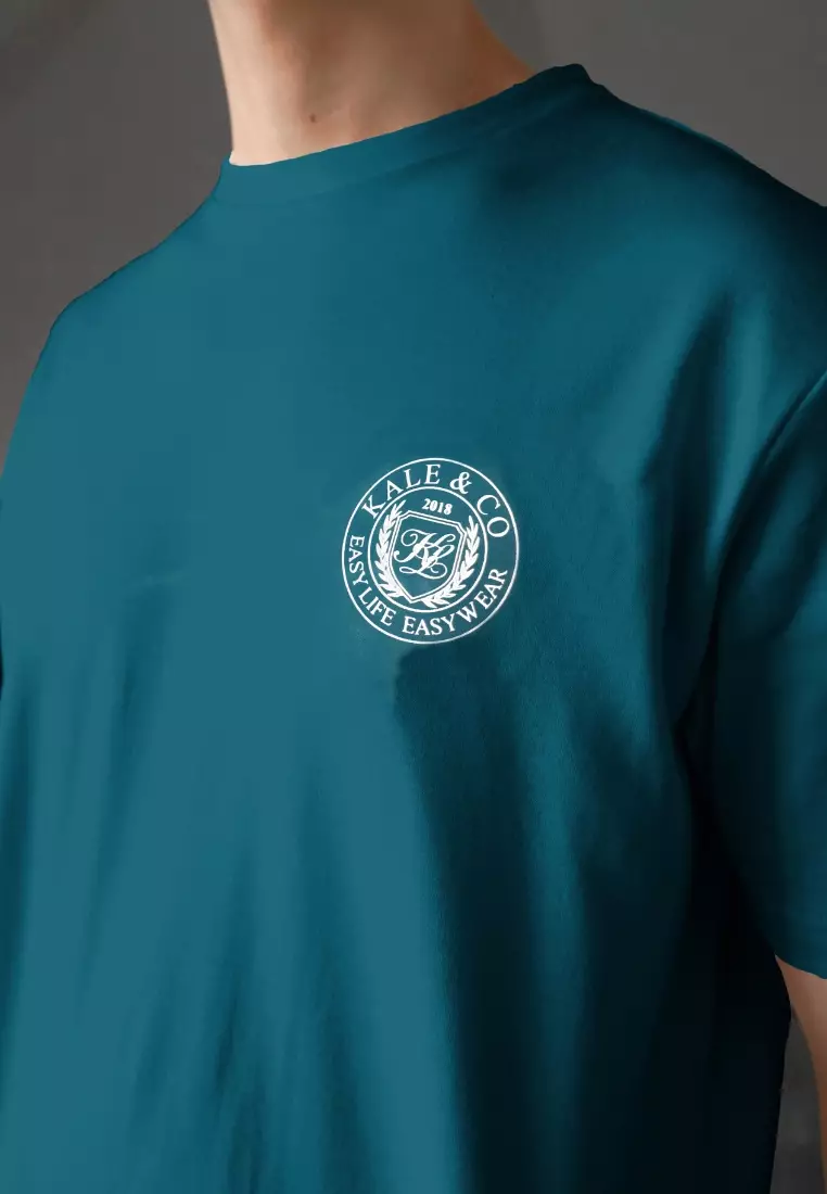 Kale Evan Dark Tosca / Cotton Cloudy / Kaos Boxy Fit / Kaos Korea / Atasan Kaos Pria / Kaos Basic Pria