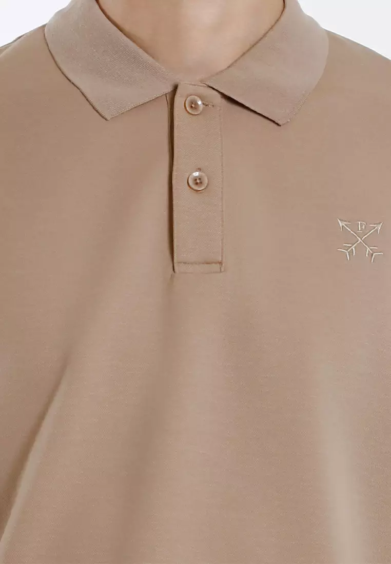 Forest Mens Stretchable Cotton Slim Fit Polo Tee - 23961-16LightKhaki