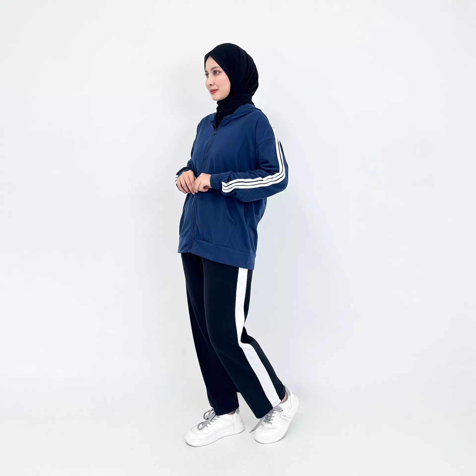 Setelan Celana Training Riska NAVY HITAM Metching Set Sweat Sporty