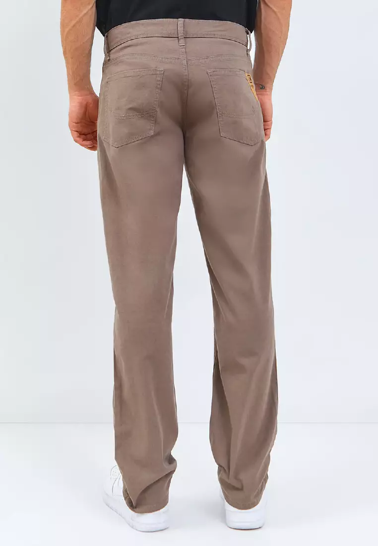 EMBA DENIM - Celana Panjang Pria Regular Fit Non Stretch Material Kanvas (Normal Size) Warna Mid Brown - BS08.1