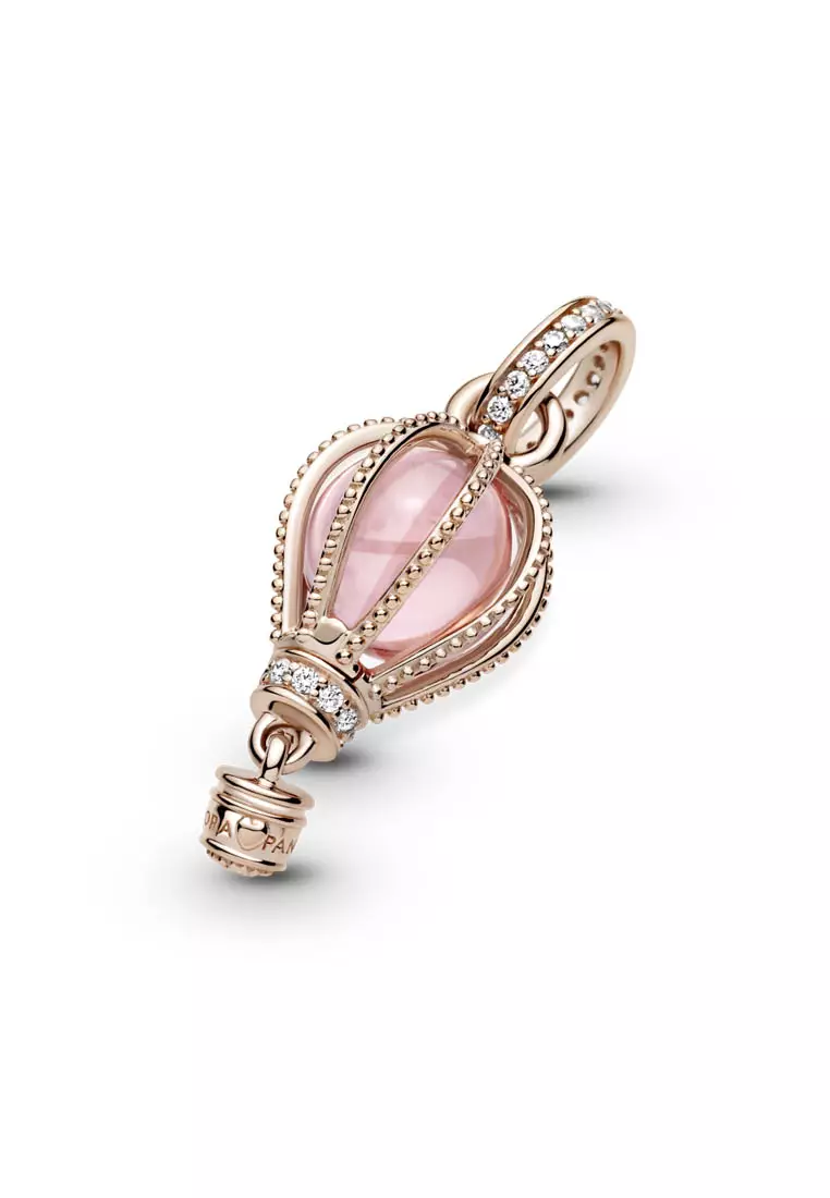 Pandora 14K Rose Gold-Plated Sparkling Pink Hot Air Balloon Dangle Charm