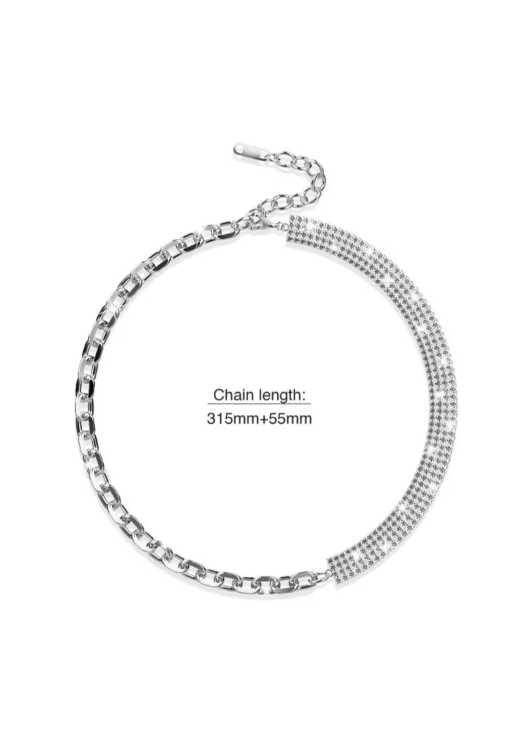 Buy Bullion Gold Cuban Link Chain Zircon Choker in White Gold 2025