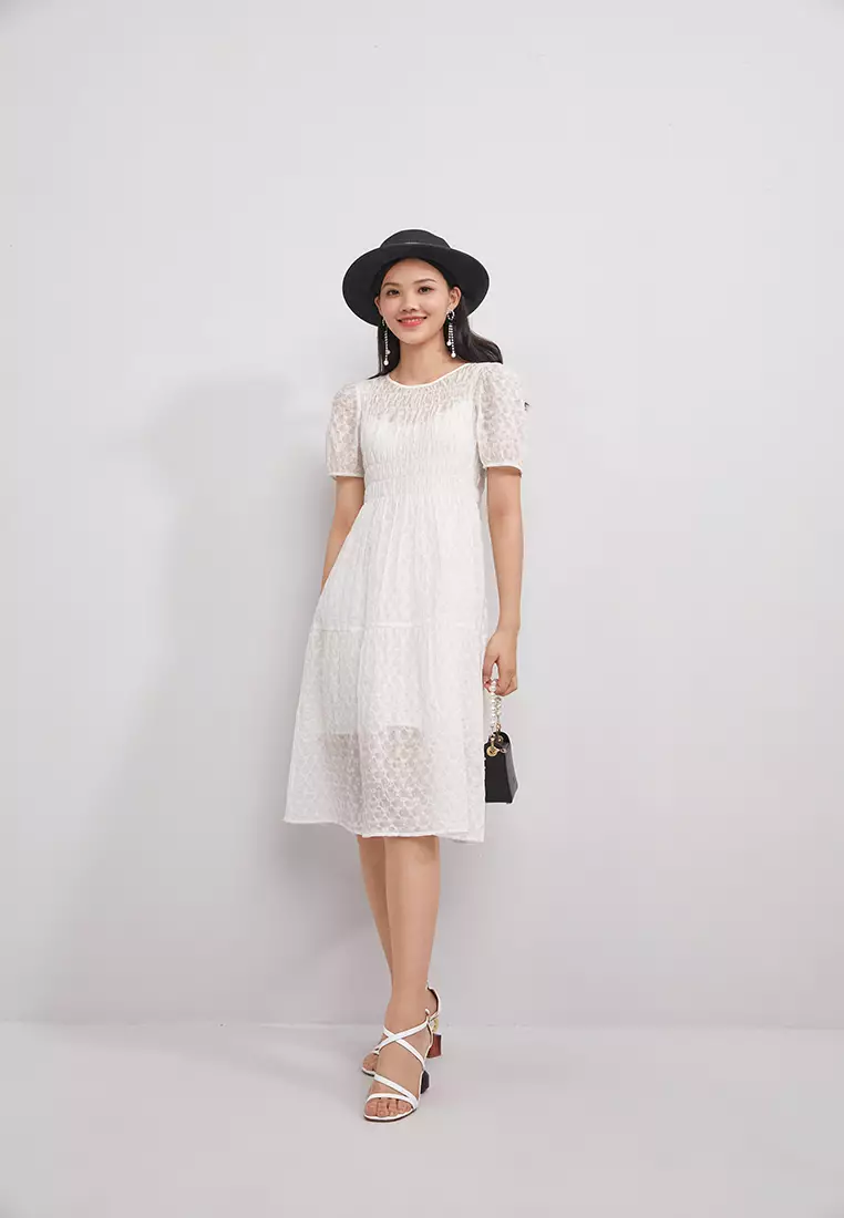 Round Neck Textured Midi Dress