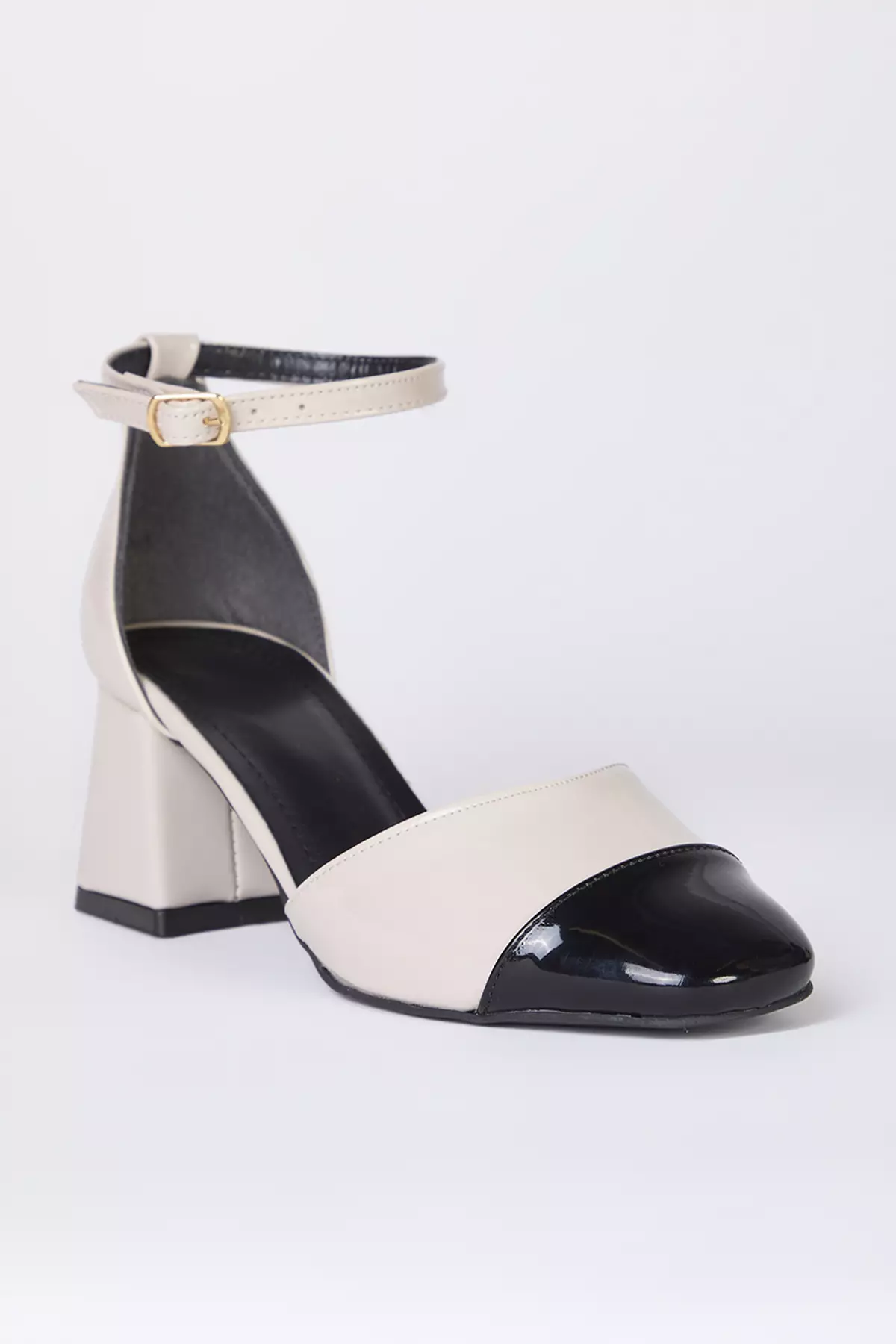 Color Block Round Toe Women's Mary Jane Block Heeled Shoes Takss25To00024