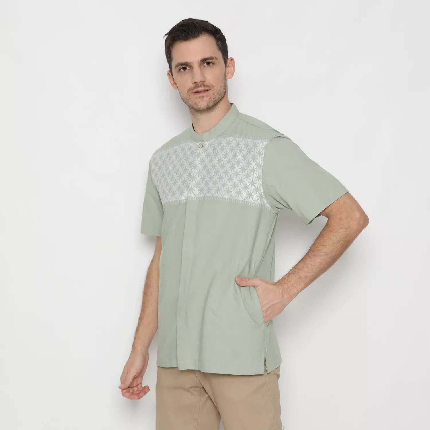 Platini Kemeja Koko Pria Lengan Pendek Katun 931318.52 SAGEGREEN