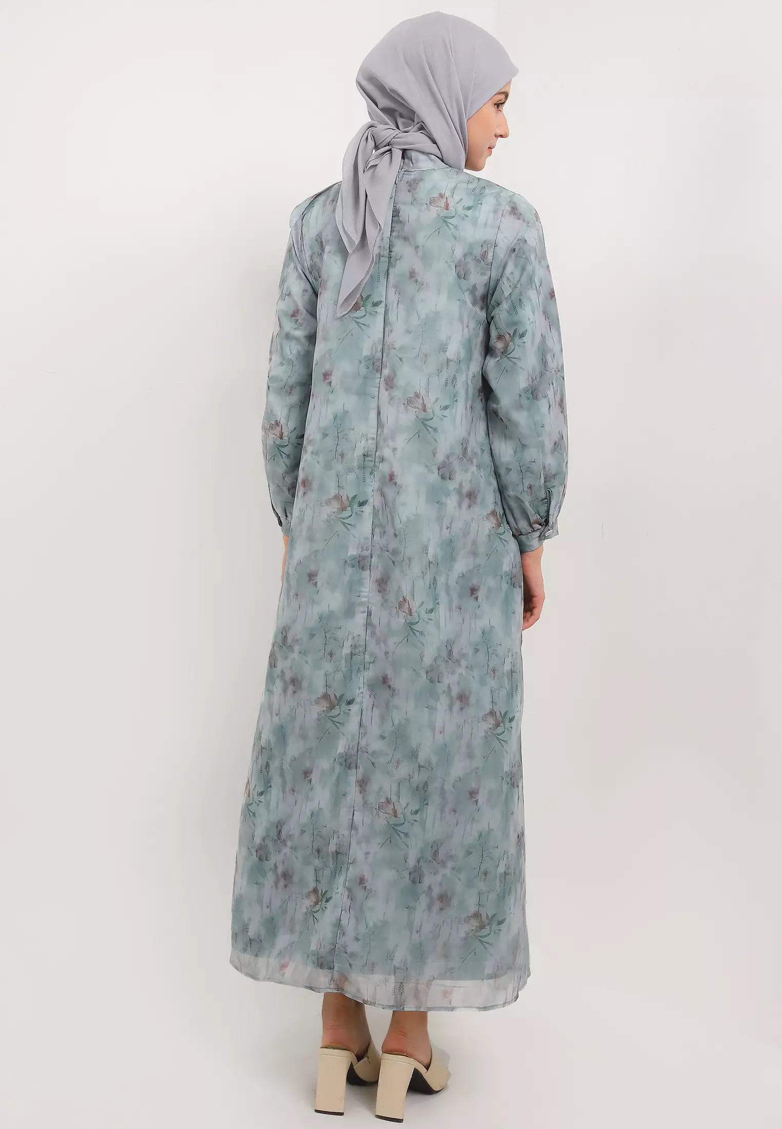 MFMW Shaylee Dress Gamis Grey Motif Bunga