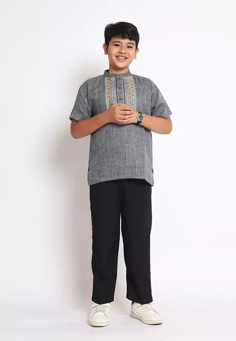 Baju Koko Set Anak Laki Universal Light Black - MODERN