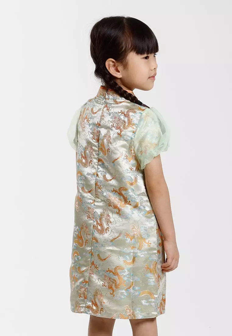 Forest Jacquard Tang Suit Cheongsam Dress | CNY 2025 Family Wear - FK885091-42LtGreen