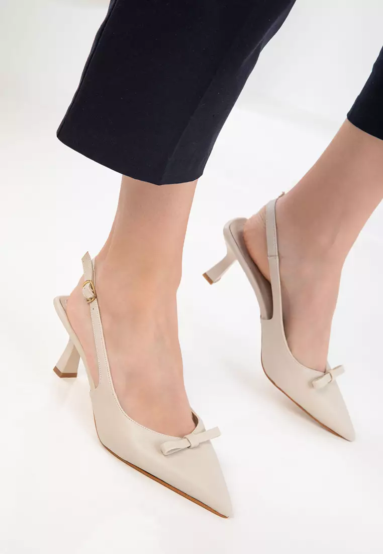 Beige Women's Classic Heeled Shoes 20597