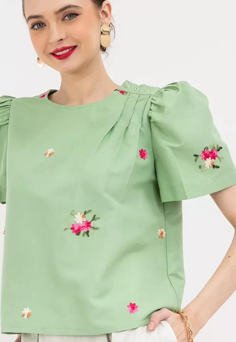 AMIHAN Filipiniana Side Pleated Blouse