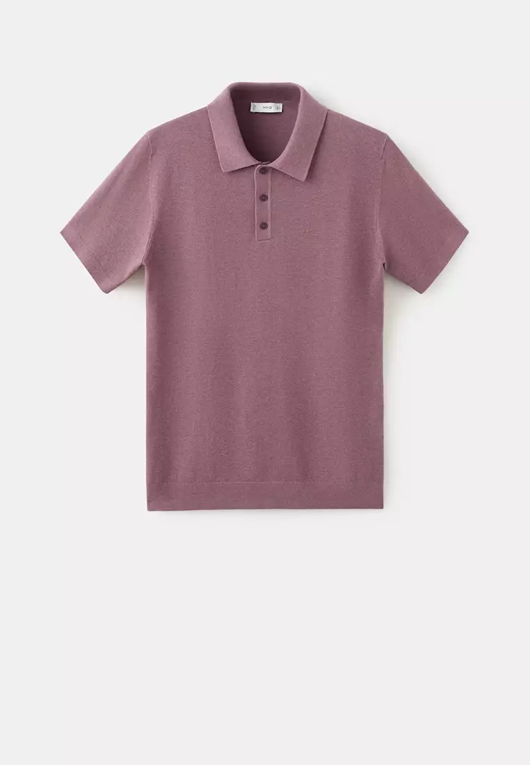 Fine Knit Polo Shirt With Microstructure