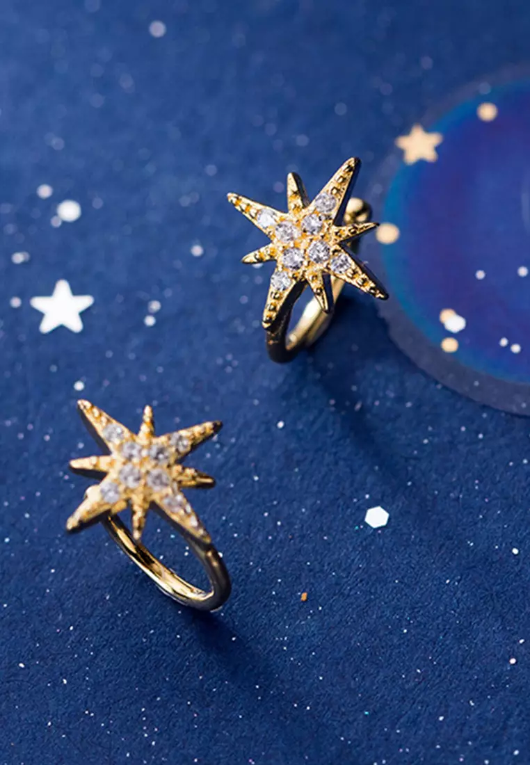 925 Silver Galaxy Star Design Ear Cuff JW AR-G9106