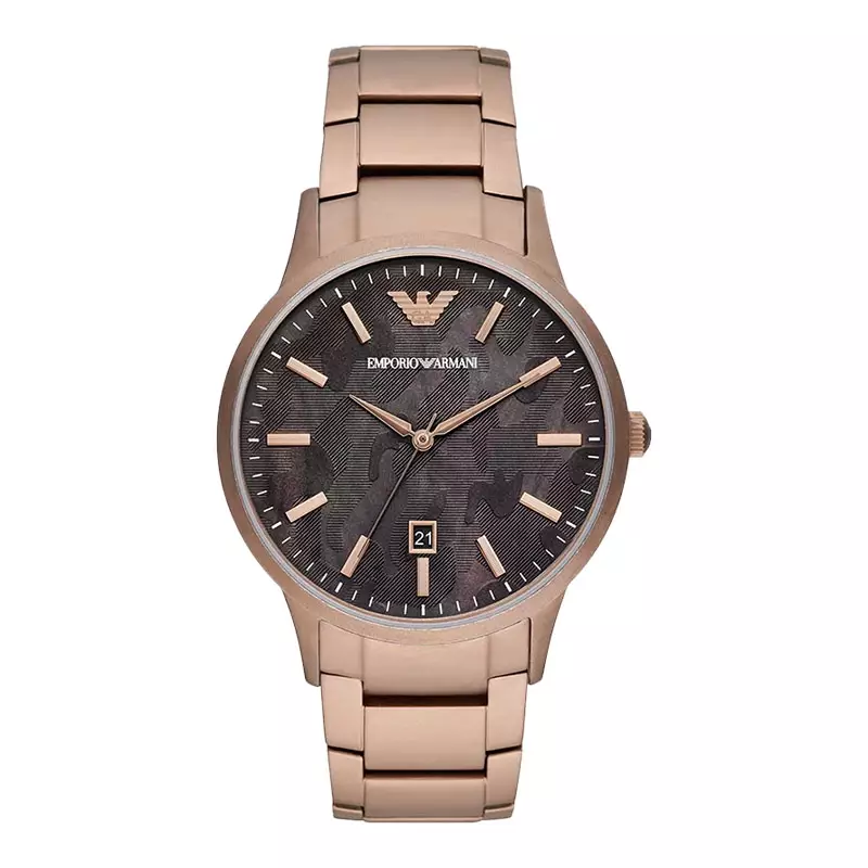 Jam Tangan Pria Emporio Armani Fashion AR11413 Men Black Dial Bronze Stainless Steel Strap