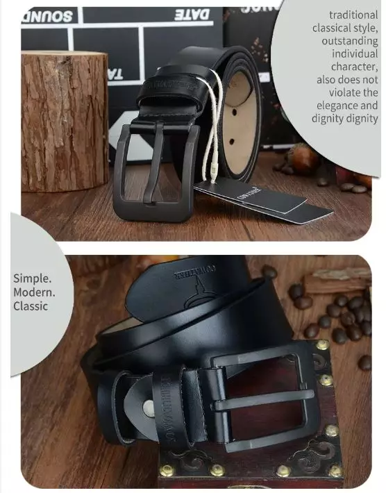 Cowather Gesper Ikat pinggang Pria Kulit Sapi Asli XF010 - BLACK