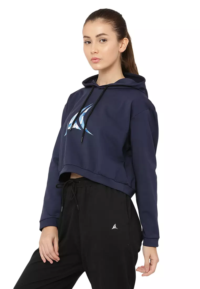 Olahraga/Pelatihan Wanita Hoodie Crop Biru