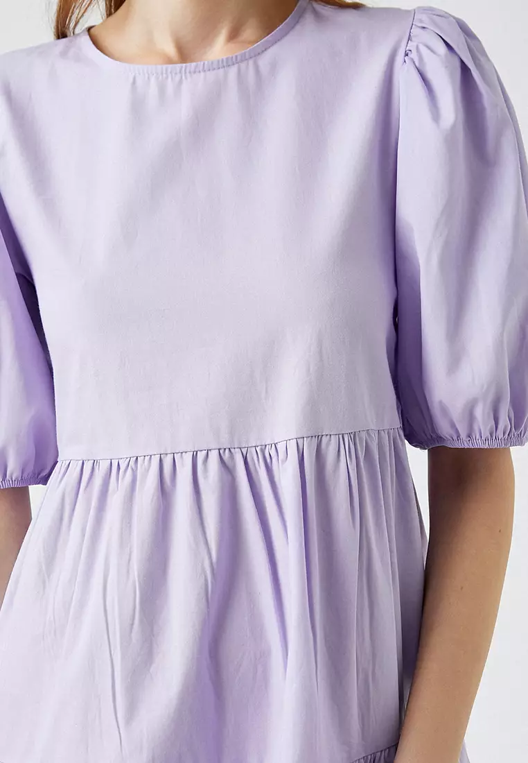 Crew Neck Balloon Sleeve Dress