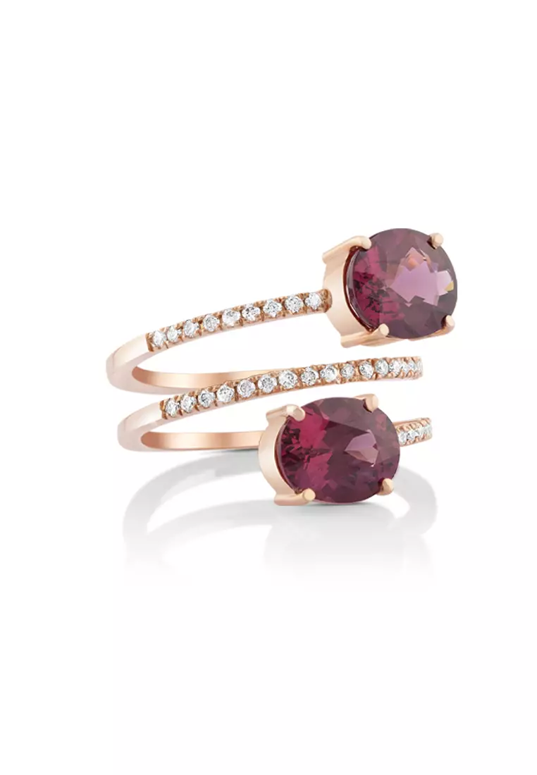 Buy Amee Philips Amee Philips 750 18K Rose Gold Oval Garnet and