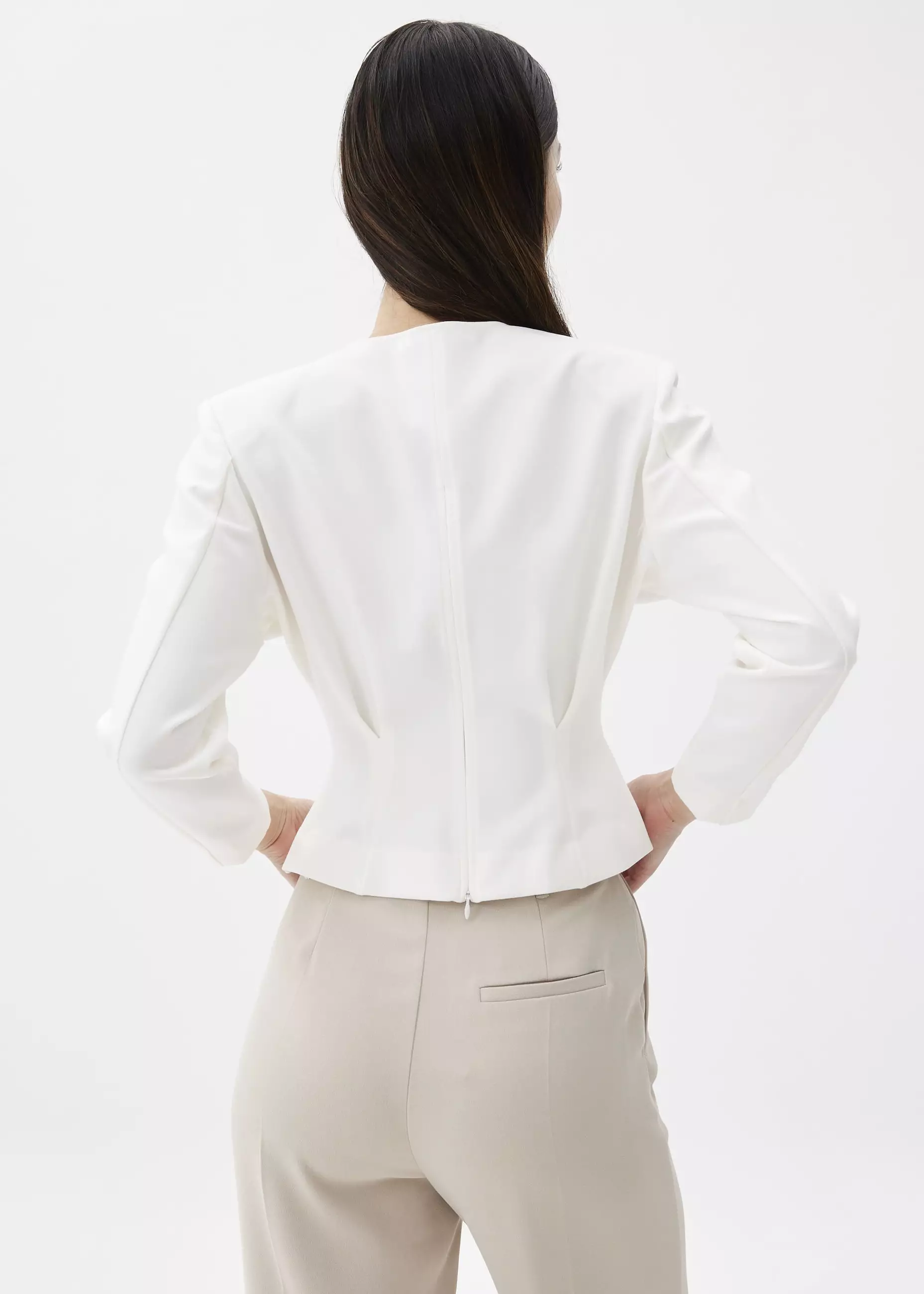 Atasan Wanita - Moon Shoulder Padded V-neck Top