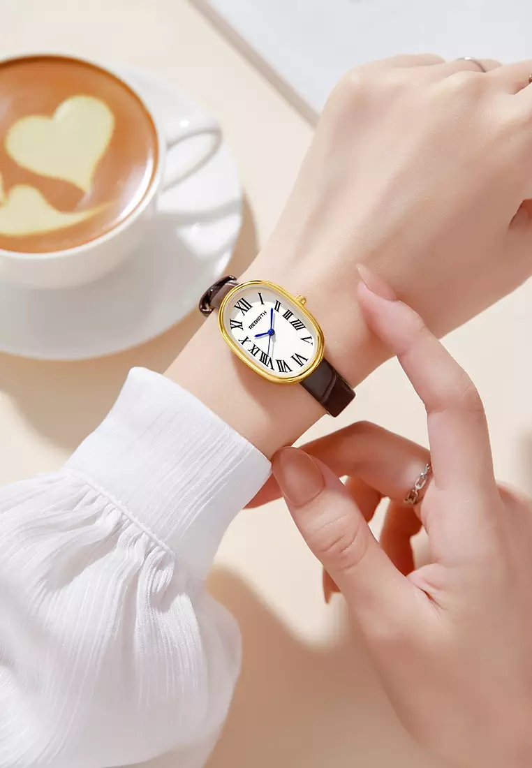 Jam Tangan Wanita Original Anti Air Korean Style Tali Kulit Jam Tangan Cewek brown