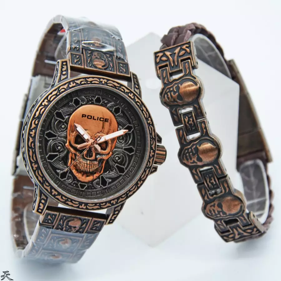 POLICE PL 15530JSQBZ/78M Rantai Full Coklat Limited Edition Cowok