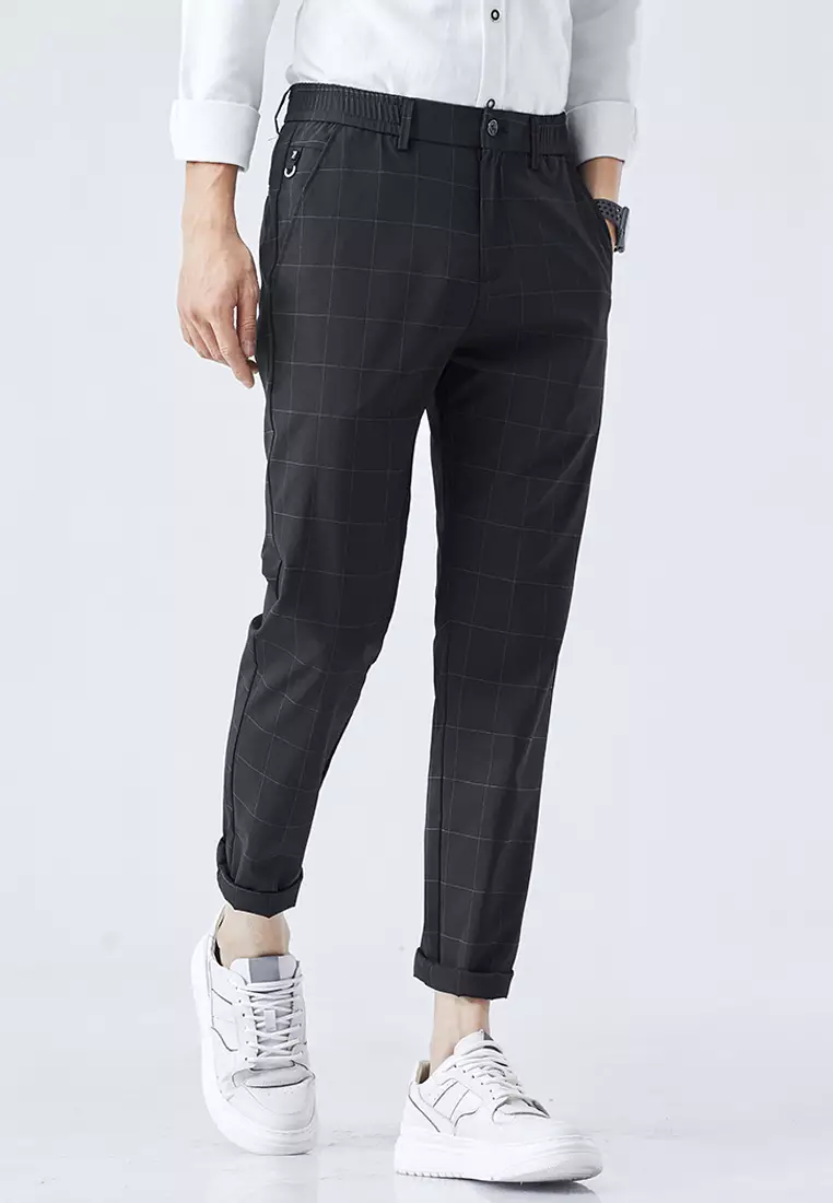 Slim Fit Check Suit Trousers