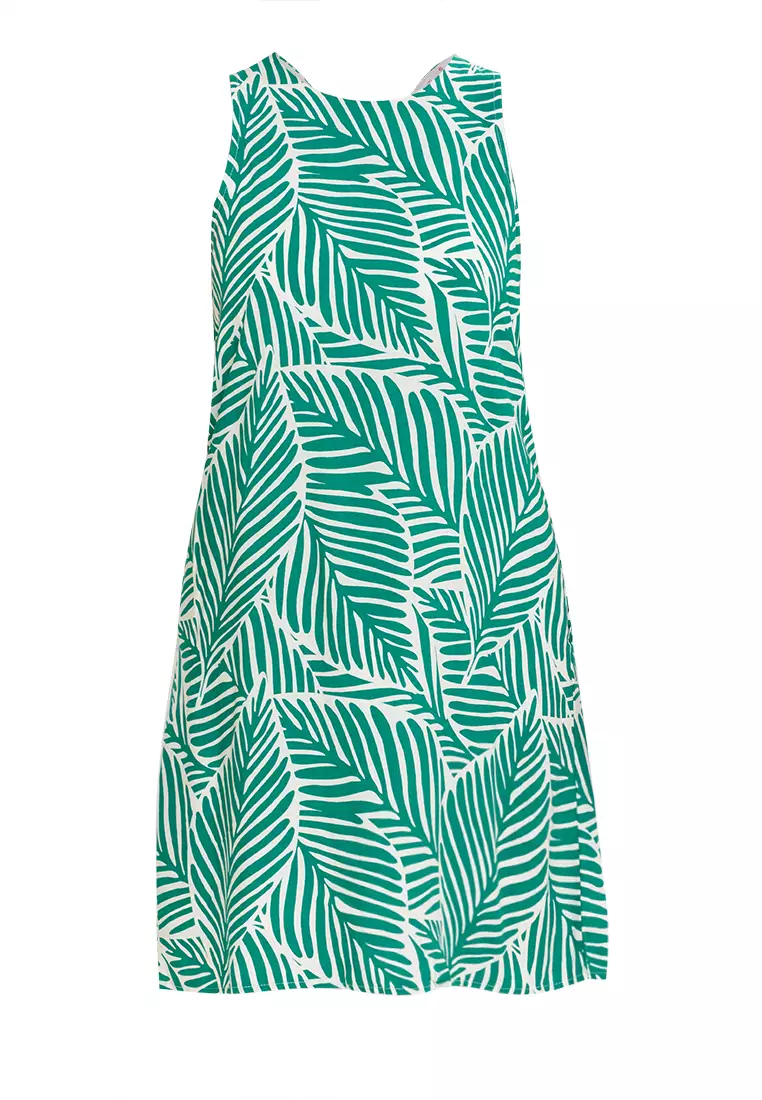 Cleafy Foliage Print Tent Dress