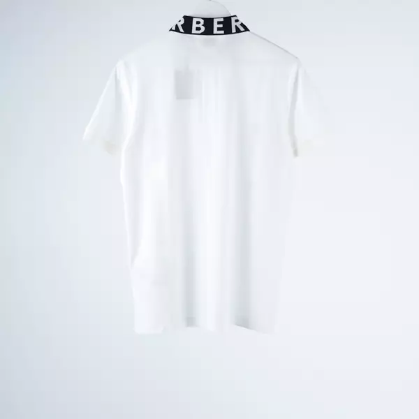 Polo BURBERRY TEXT COLLAR BLACK WHITE POLO 100% ORIGINAL