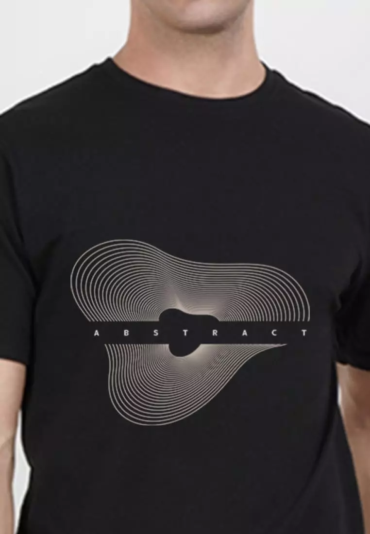 Inspiration 图案印花黑色棉质短袖标准版型 T 恤