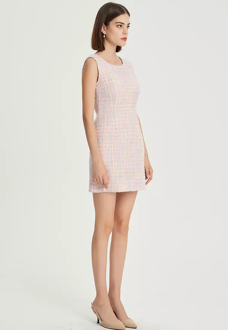 French Tweed Sleeveless one-piece Dress B22060123