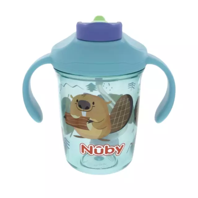 Nuby 2 Handle Multifunction Flip-It Cup 240ml Birds - Botol Minum Anak BPA Free 2 in 1 12M+