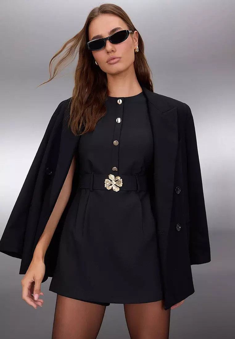 Belt Detailed Woven Jumpsuit
