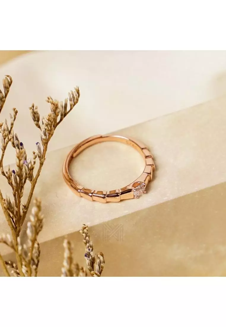Minimal Petite Cubic Zirconia Rose Gold Stackable Ring with 925 Sterling Silver