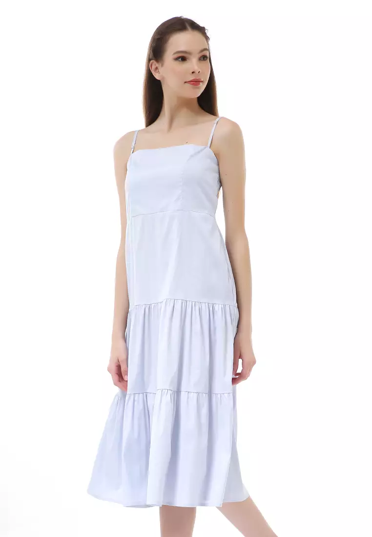 Rachel Strap Dress Wanita Simple Desain Motif Polos Material Cotton ORIGINAL - Baby Blue