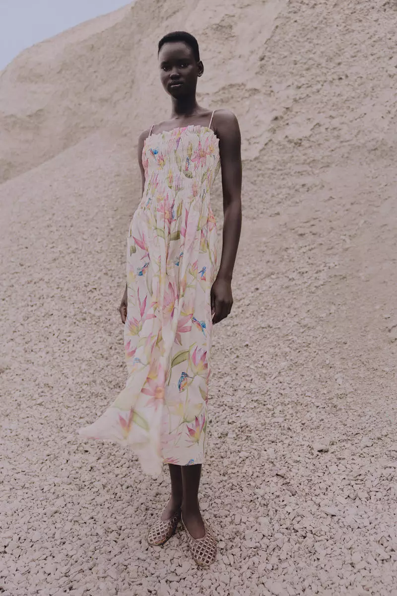 Smocked-bodice strappy dress