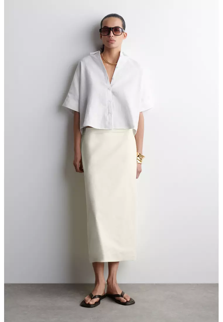 BOXY SHORT-SLEEVED LINEN SHIRT