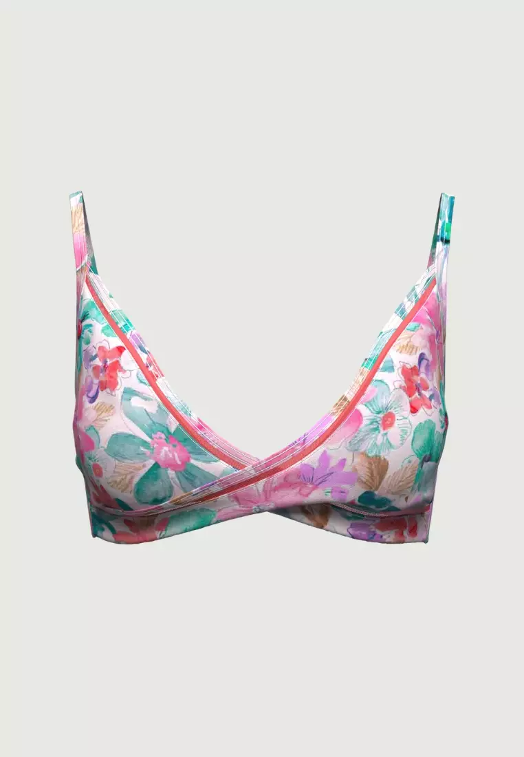 Floral Focus Mint Cross Front Bikini Top