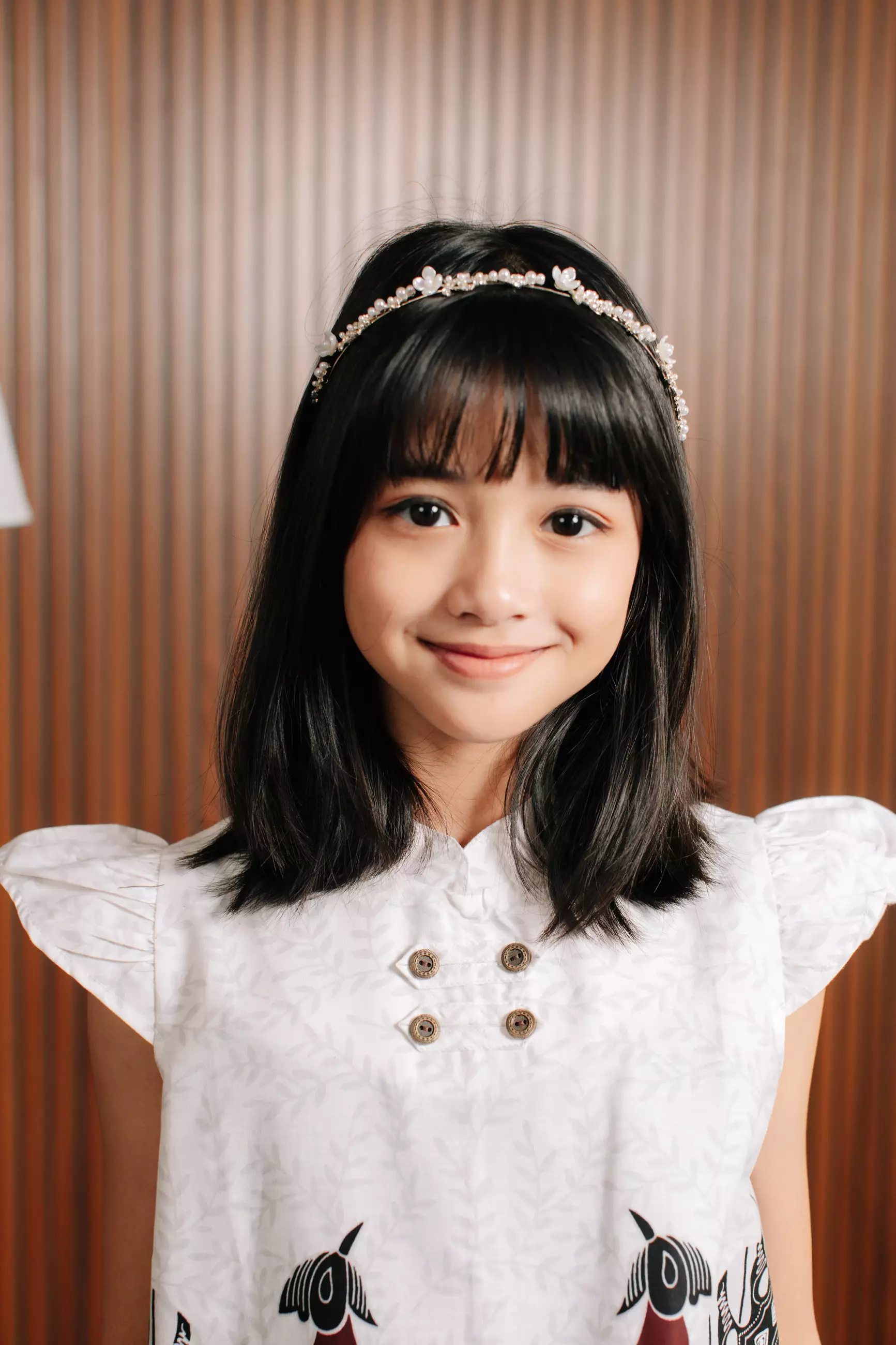 Myra White Putih Dress Batik Anak Wanita Lengan Pendek Katun